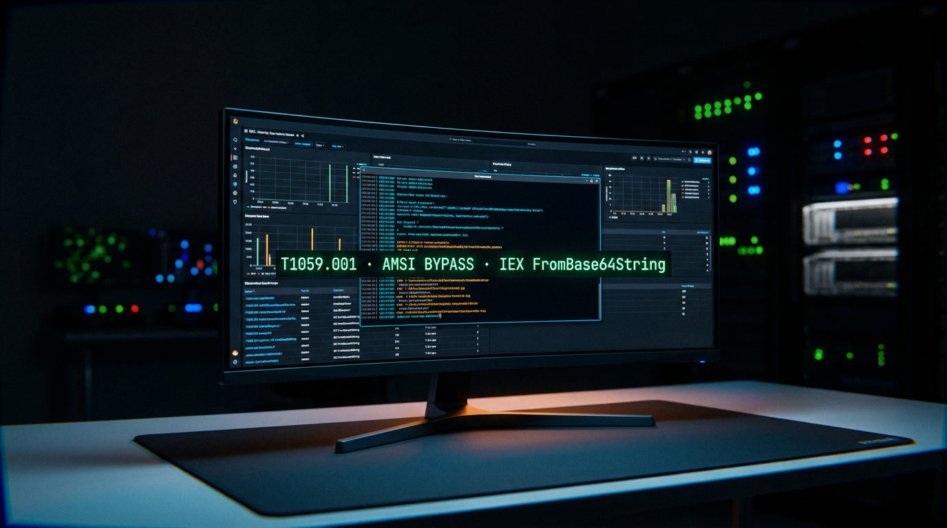 Анализ подозрительного PowerShell в SIEM: обфускация Base64 и AMSI-bypass на реальном образце