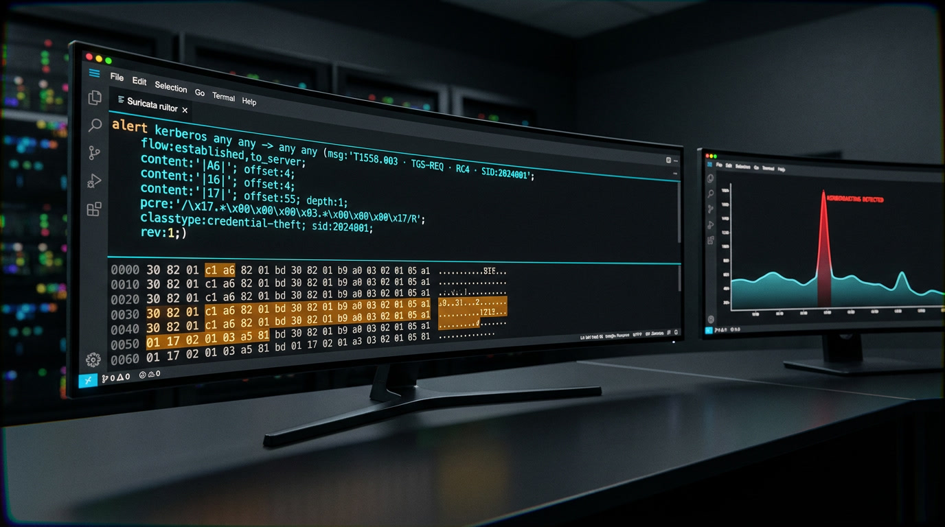 Правила Suricata для детекта атак Kerberoasting и Pass-the-Hash: от паттерна в трафике до рабочей сигнатуры