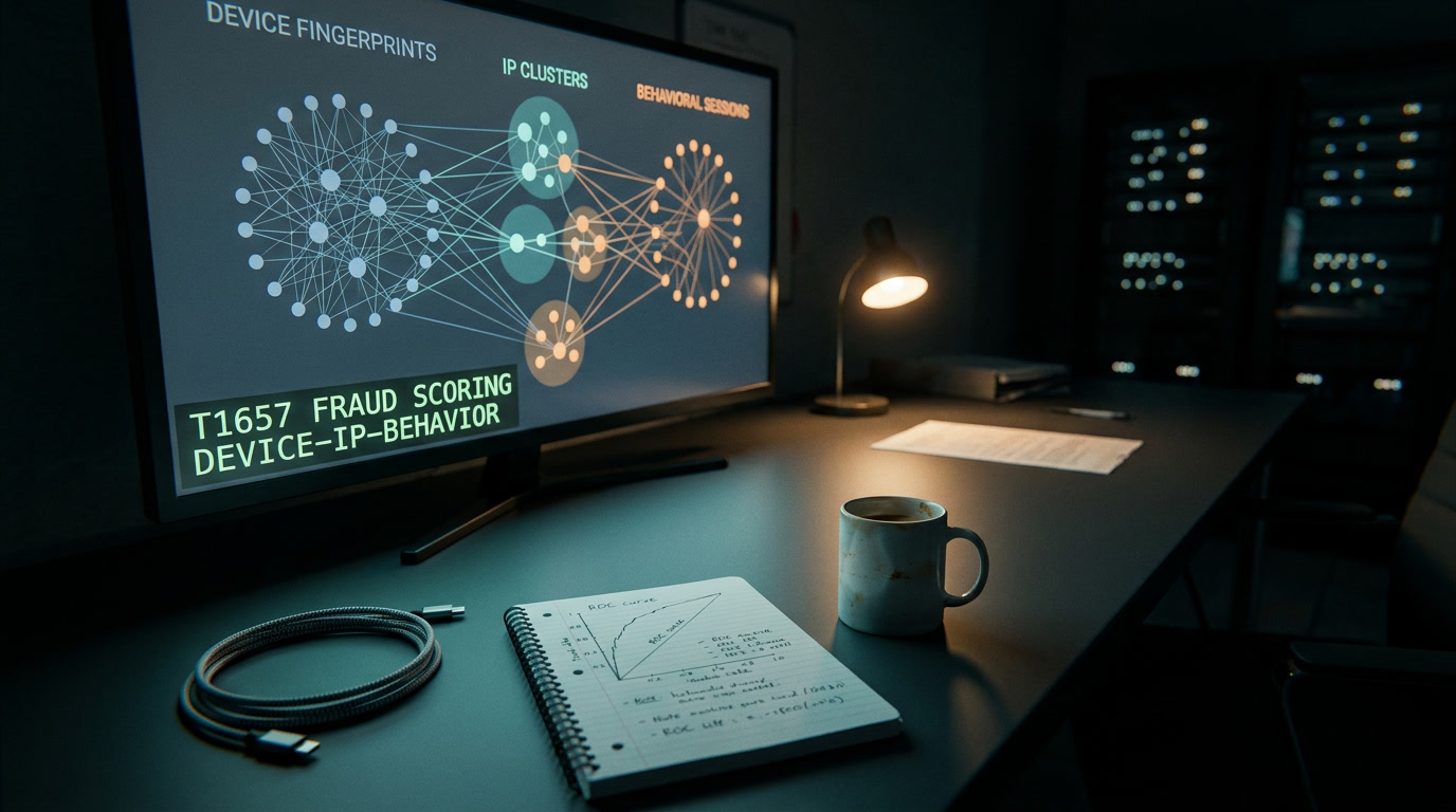 Фрод-скоринг транзакций: модель по цепочке устройство-IP-поведение