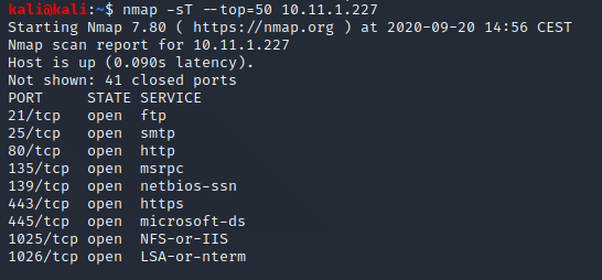 Nmap - TCP сканирование с попыткой установления соединения